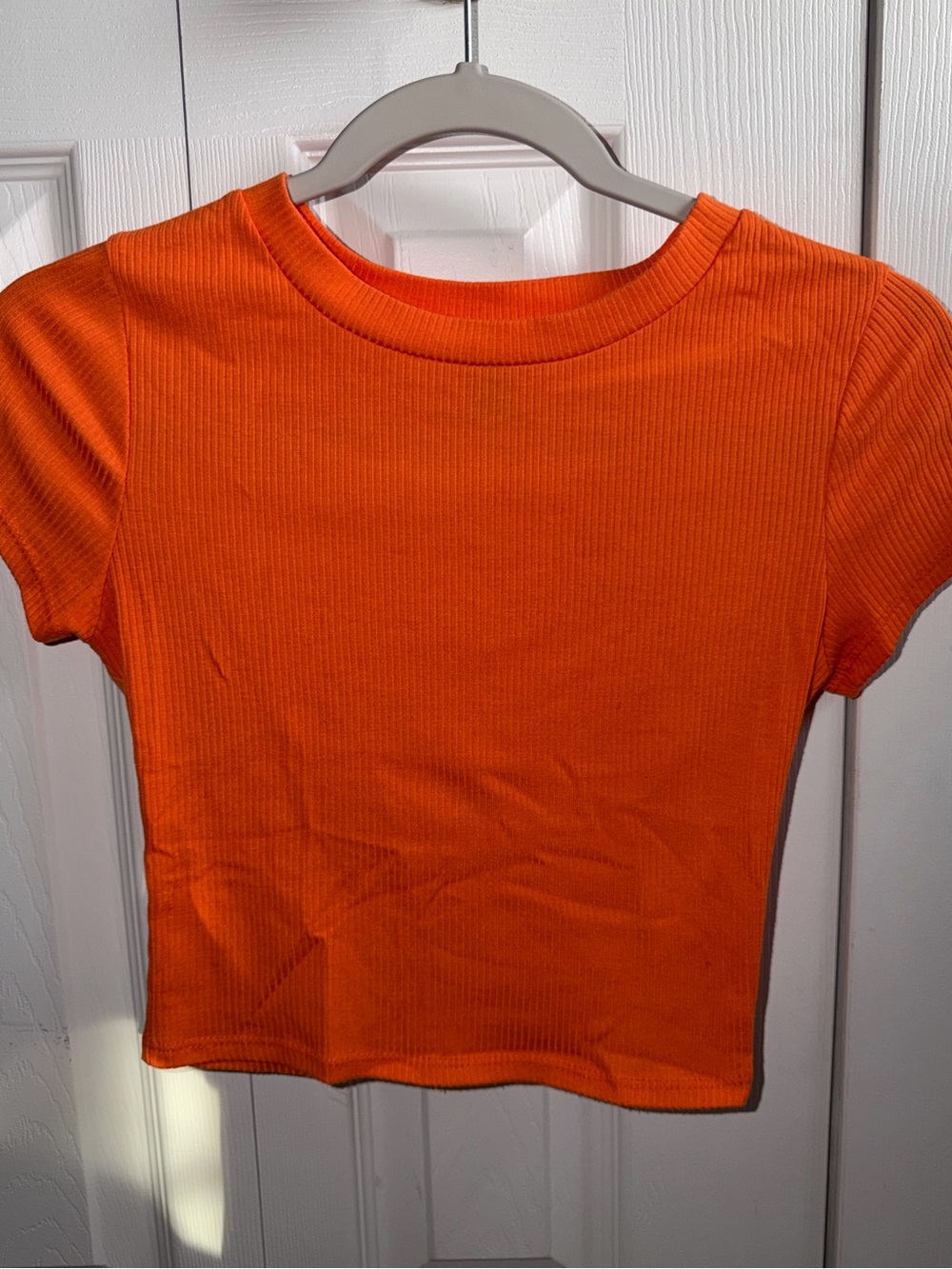 Women’s Orange Ribbed Short Sleeve Tee - Unbranded